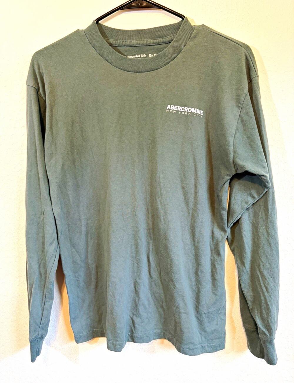 Abercrombie Kids Boys Green Relaxed Fit Logo Graphic Long Sleeve T-Shirt 15-16